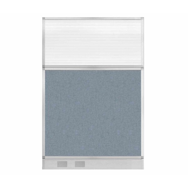 Versare Hush Panel Cubicle Partition 4' x 6' Powder Blue Fabric Clear Fluted Window w/ Cable Channel 1855604-1 - main